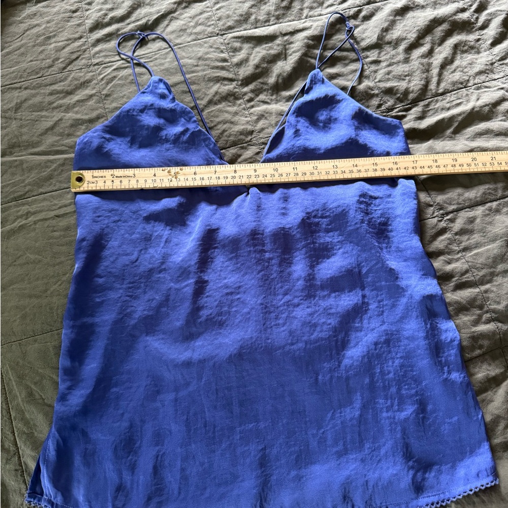 Free People Royal Blue Satin Top